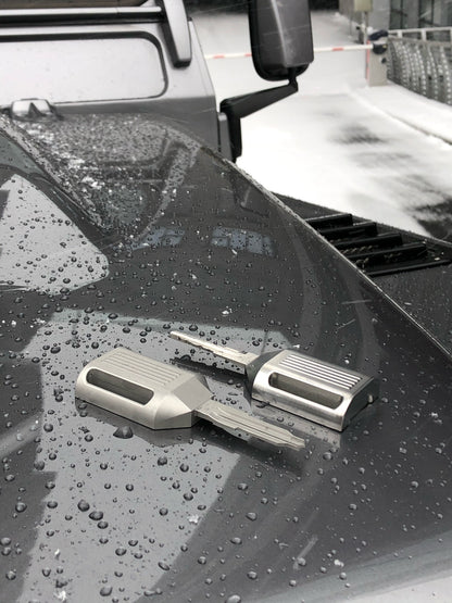 Custom stainless steel key for iconic Land Rover Defenders